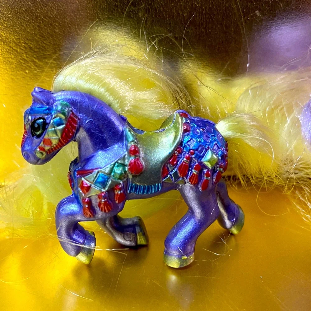 CARROUSEL LITTLE BEAUTIES VTG 1989 MINIATURE HORSE FIGURES W/LONG BRUSHABLE HAIR